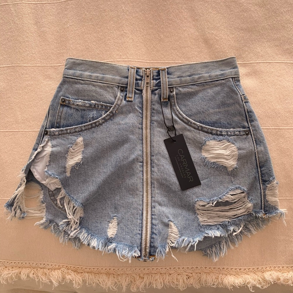 NWT Carmar LF Beatrice zip front denim skirt